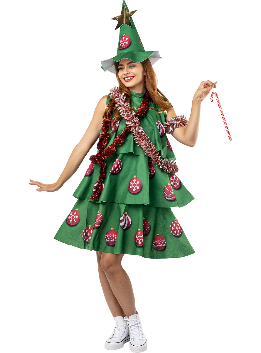 Déguisement de sapin de Noël pour femme taille grande