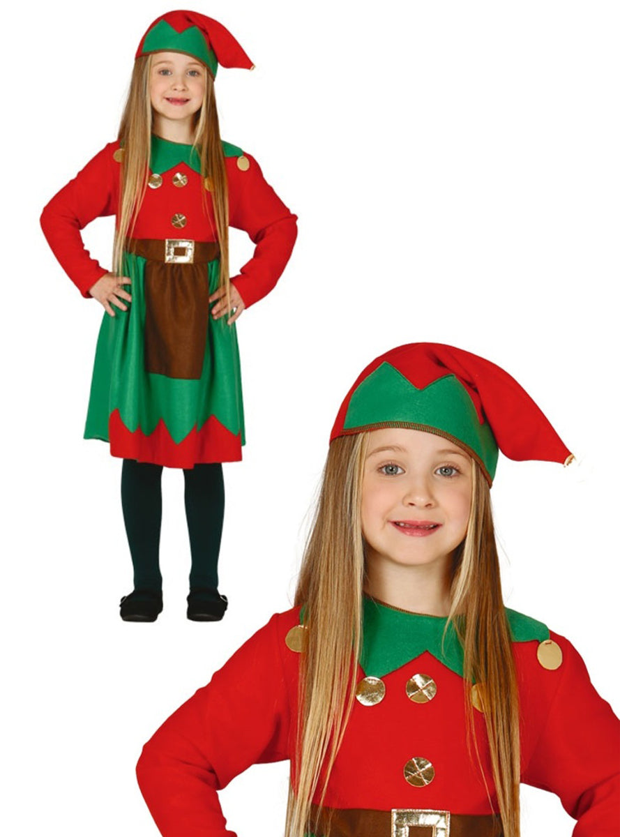 Déguisement lutin rouge travailleur fille