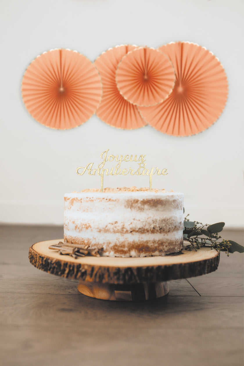 PIC DECO EN BOIS DORE JOYEUX ANNIVERSAIRE