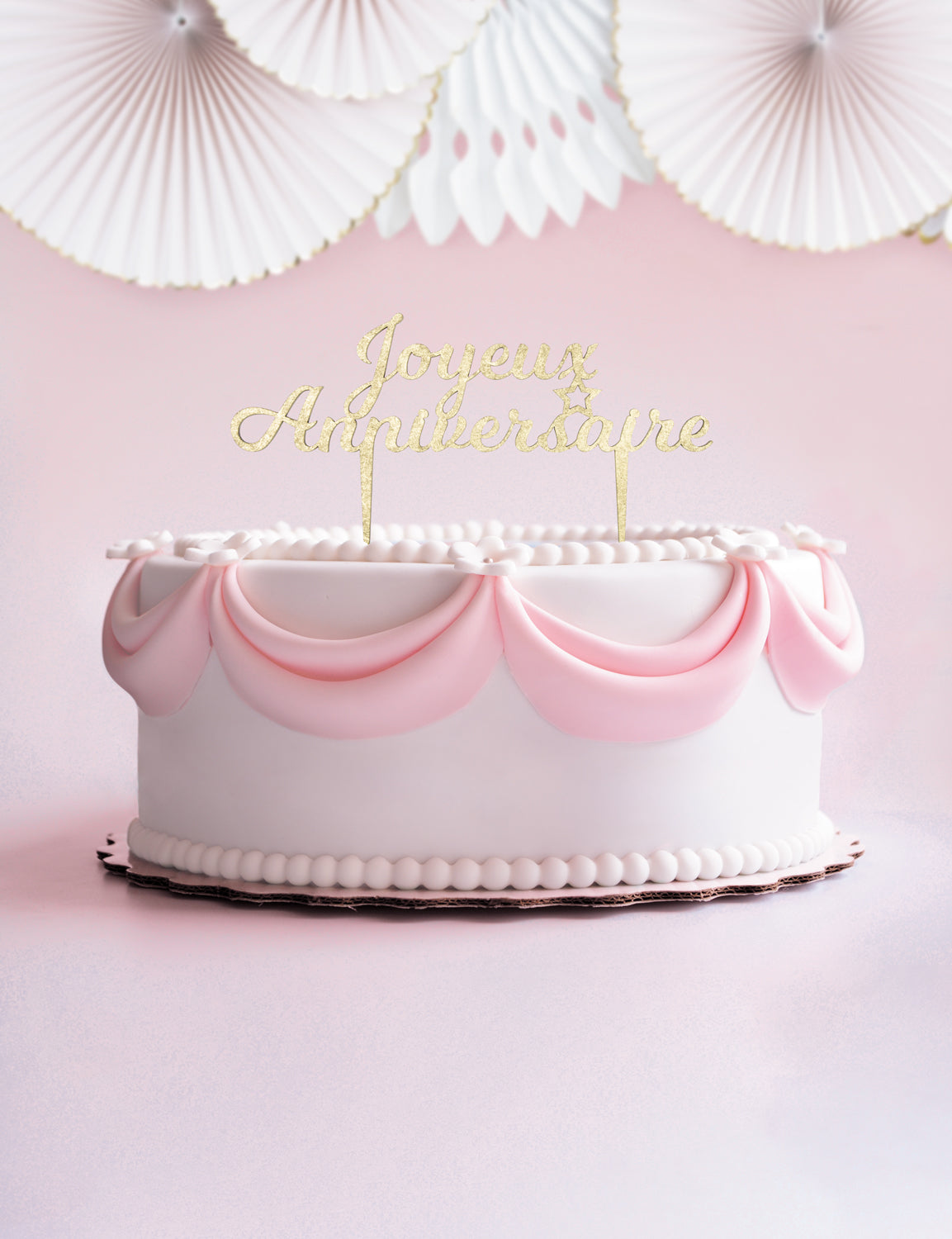 PIC DECO EN BOIS DORE JOYEUX ANNIVERSAIRE