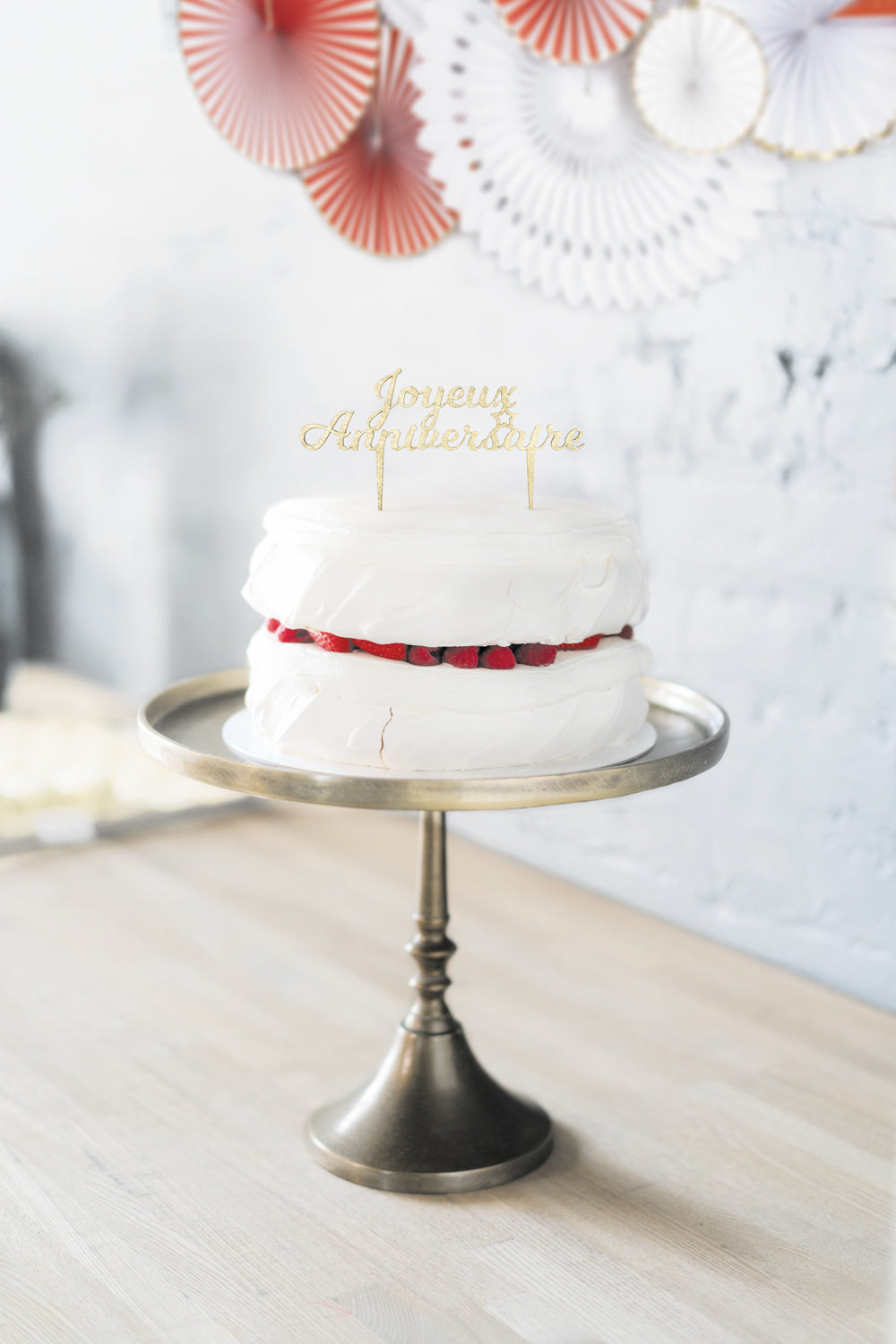 PIC DECO EN BOIS DORE JOYEUX ANNIVERSAIRE
