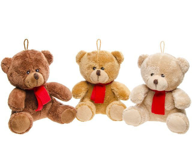 peluche ours avec écharpe rouge mix 16cm