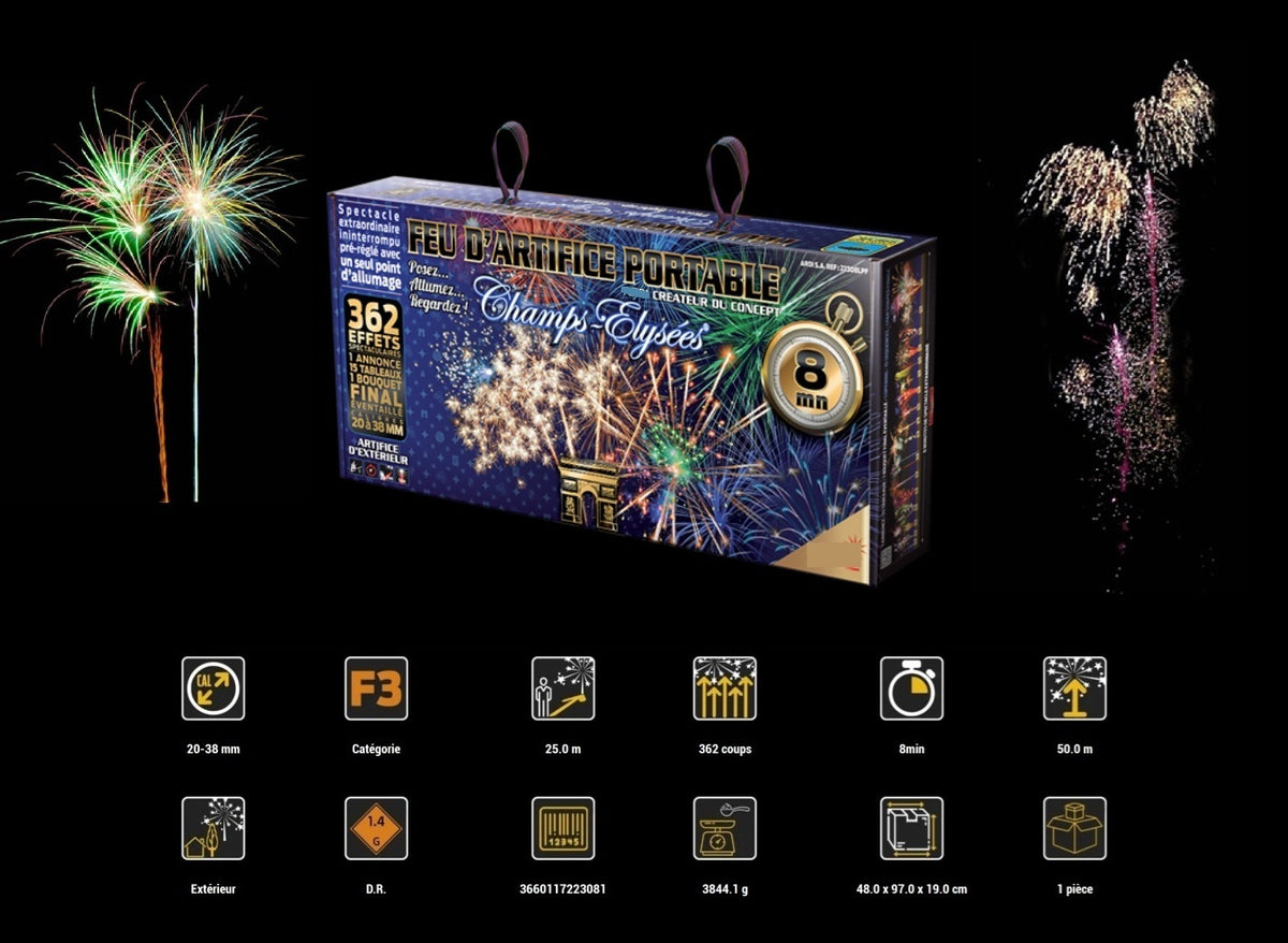 batterie feu d'artifice automatique 362 départs 8mn