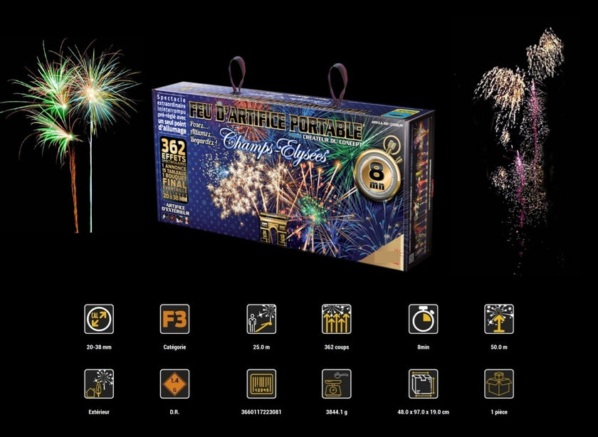 batterie feu d'artifice automatique 362 départs 8mn