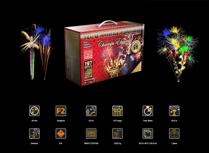 batterie feu d'artifice automatique 197 départs 1mn 30sec
