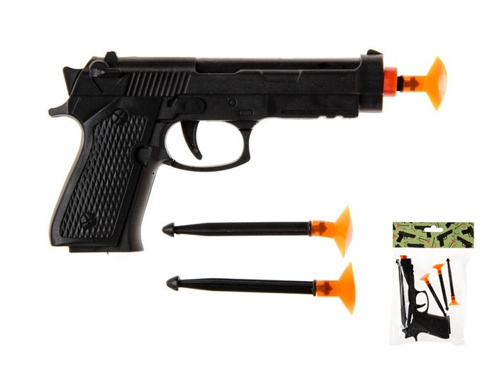 pistolet noir avec 3 fléchette 14cm
