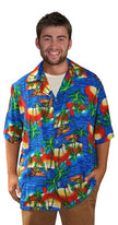 chemise tahiti hawaï bleu & rouge