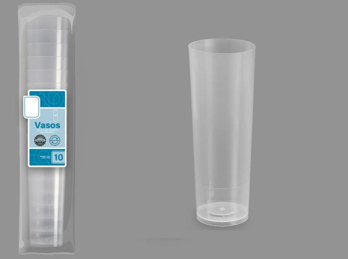 lot de 10 verres tube incassables transparents 22cl