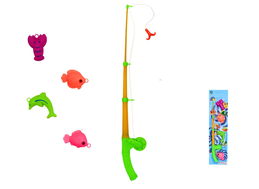 canne pêche à la ligne avec 4 poissons 42cm