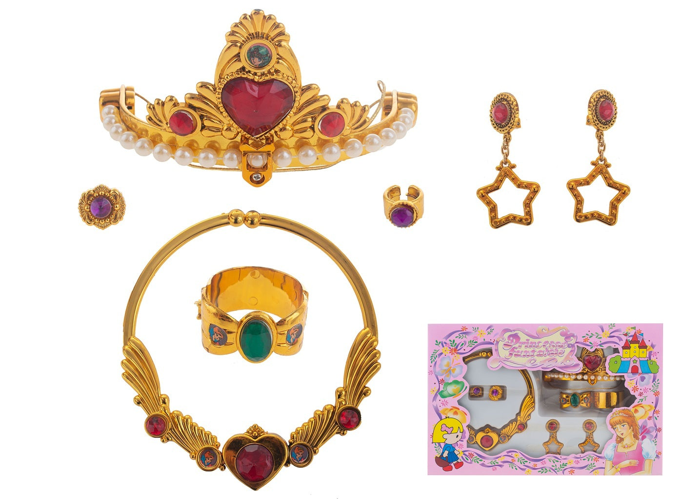 set de bijoux princesse enfant or 7pcs