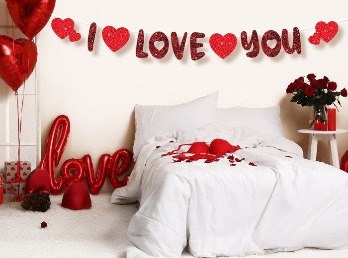 guirlande à paillettes i love you 3m