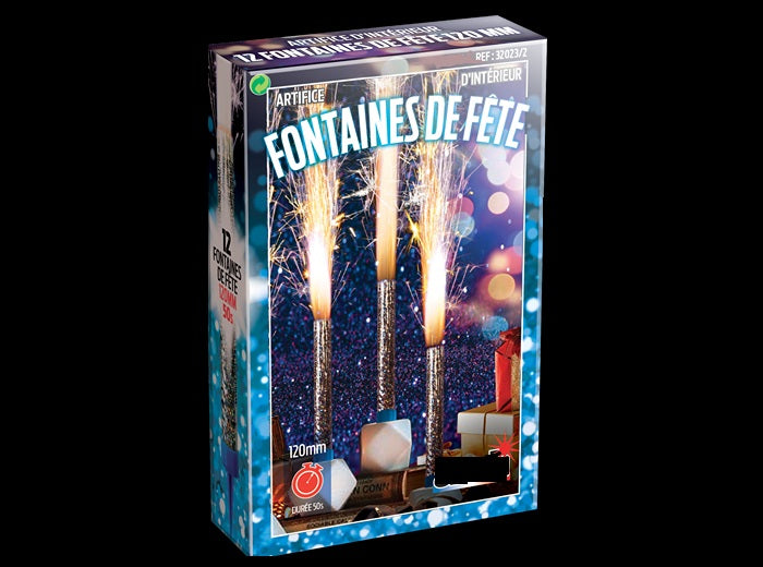 boite de 12 fontaines bougies scintillantes argent 12cm 50sec