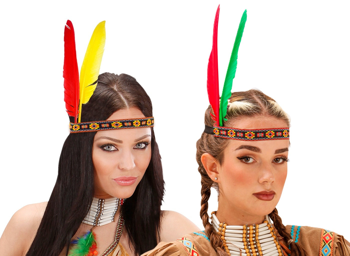 bandeau d'indien avec 2 plumes mix