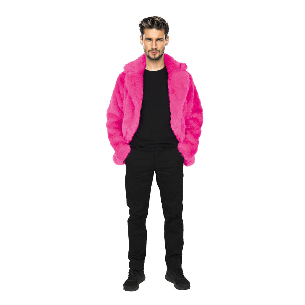 VESTE FOURRURE ROSE FLUO TAILLE L