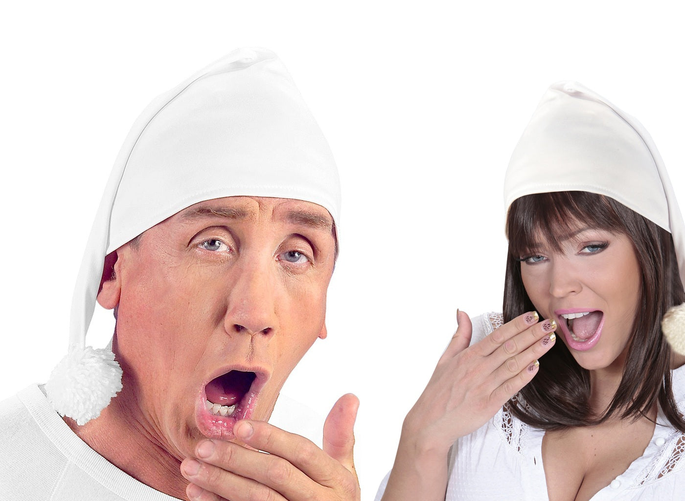 bonnet de nuit avec pompon blanc mixte