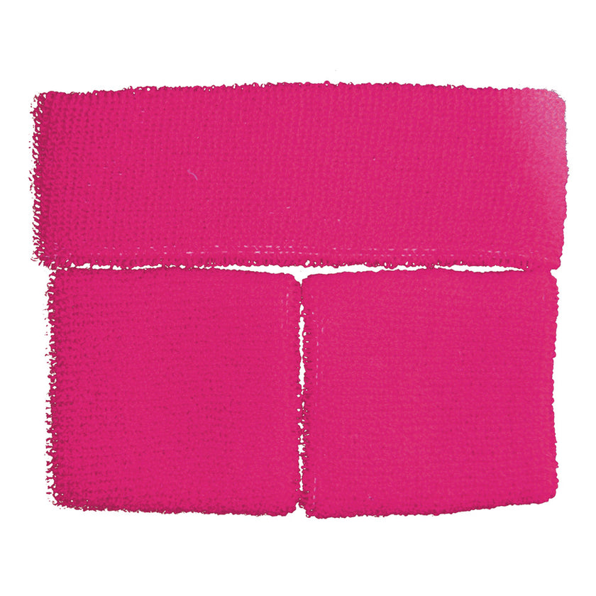 SET BANDEAU ET POIGNETS EPONGE NEON ROSE