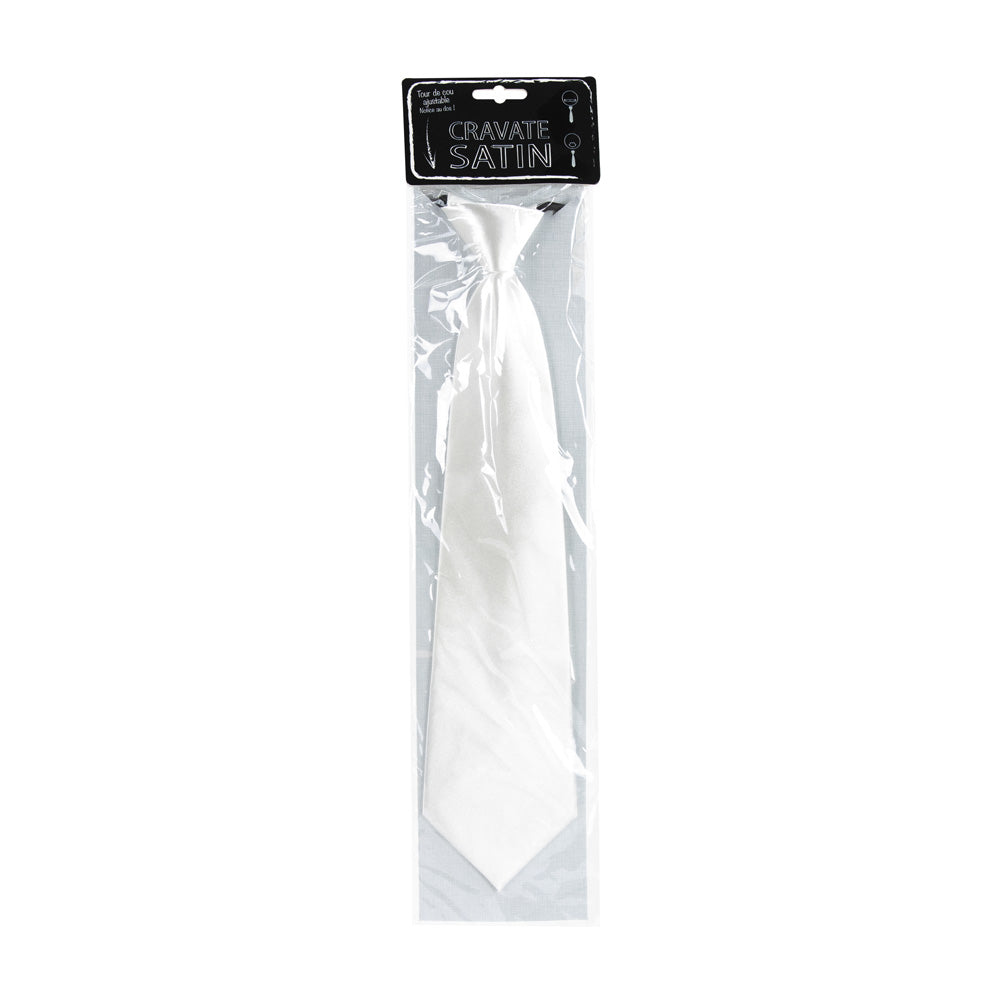 CRAVATE SATIN BLANCHE A ZIP