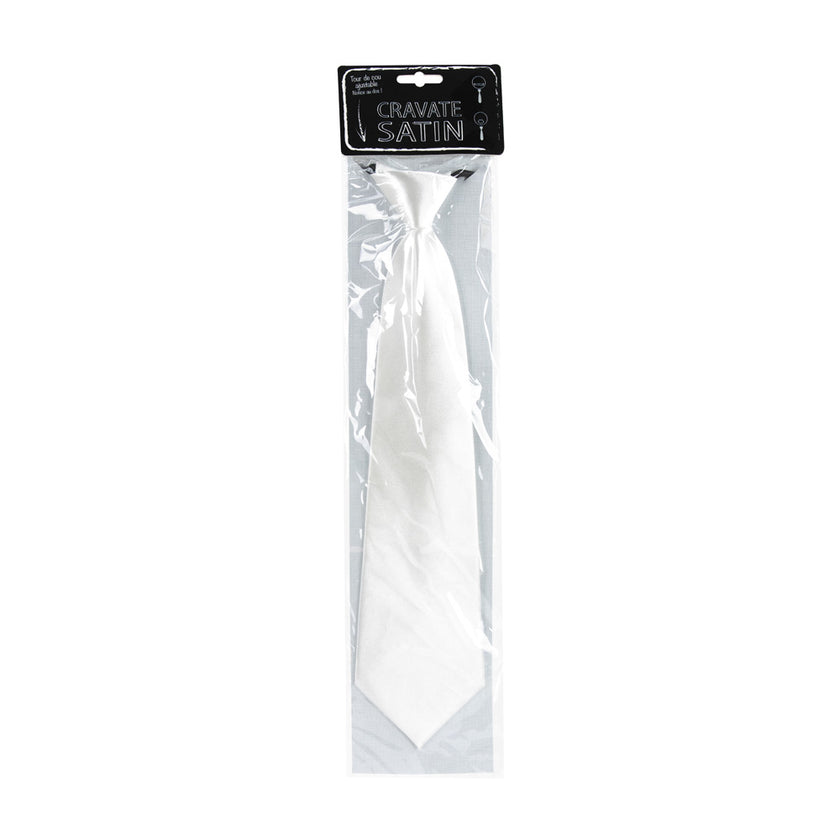 CRAVATE SATIN BLANCHE A ZIP