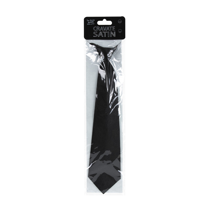 CRAVATE SATIN NOIRE A ZIP