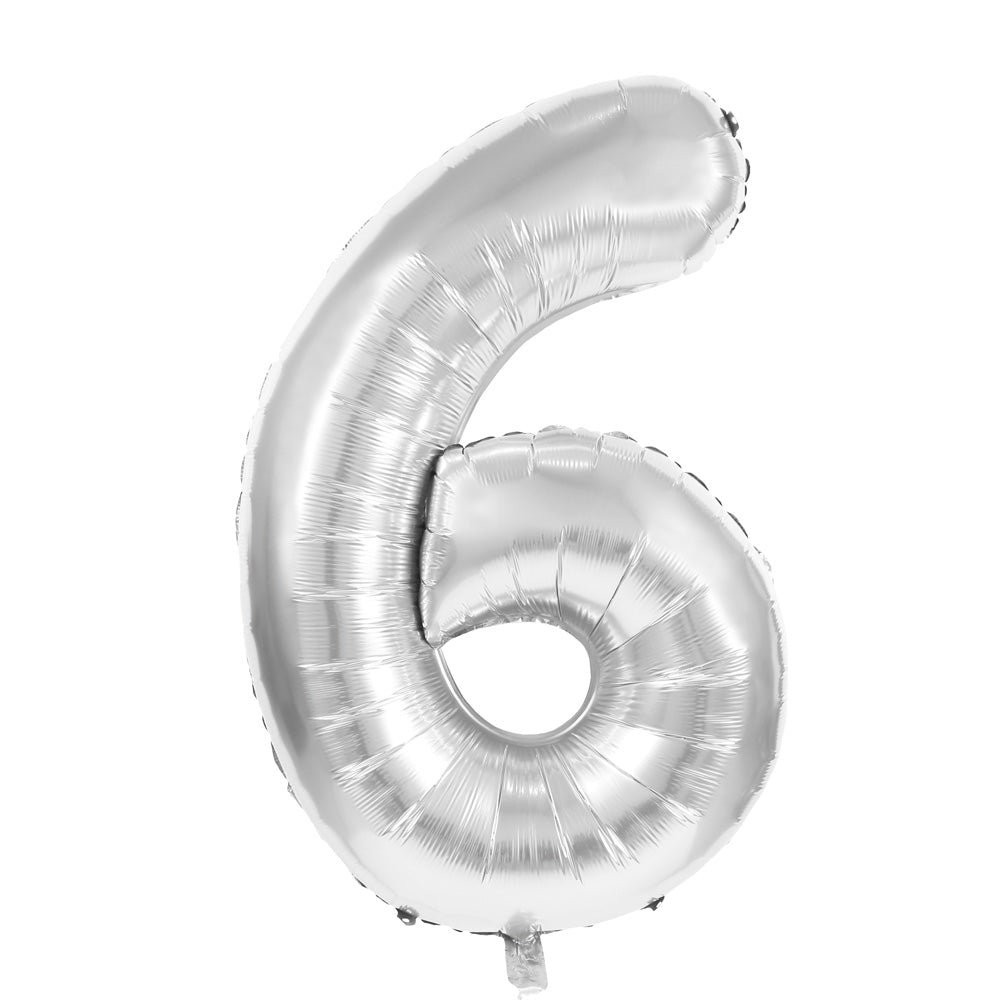 BALLON MYLAR CHIFFRE 6 ARGENT 36CM