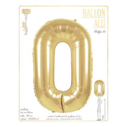 BALLON MYLAR CHIFFRE 0 OR 86CM