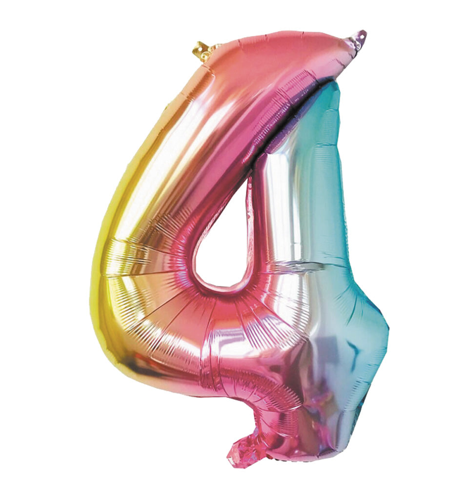 BALLON MYLAR CHIFFRE 4 IRISE PASTEL 36CM