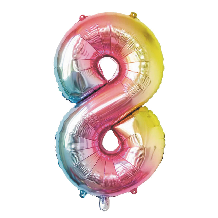 BALLON MYLAR CHIFFRE 8 IRISE PASTEL 36CM