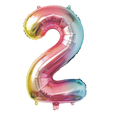BALLON MYLAR CHIFFRE 2 IRISE PASTEL 86CM