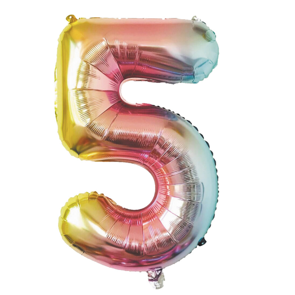 BALLON MYLAR CHIFFRE 5 IRISE PASTEL 86CM