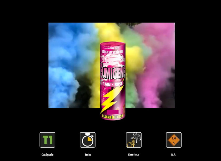 1x fumigène électrique rose catégorie t1 60s