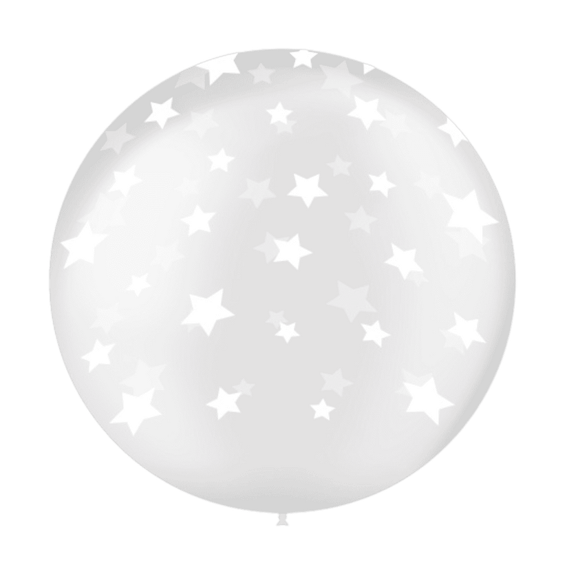 1 ballons 3' transparent imprimé TAT étoiles
