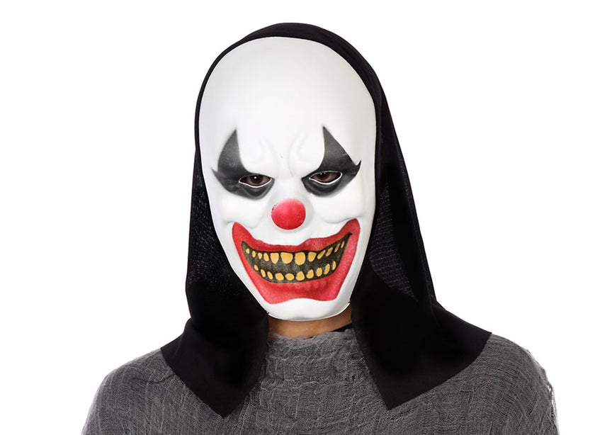 masque coque clown d'horreur avec capuche adulte