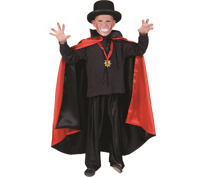 cape réversible en nylon rouge et noire enfant