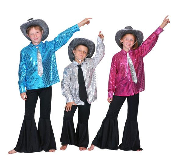 chemise disco à sequins fuschia enfant