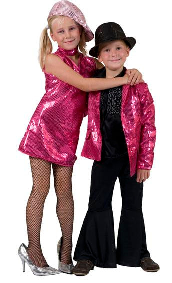 tunique disco pour fille à sequins fuchsia