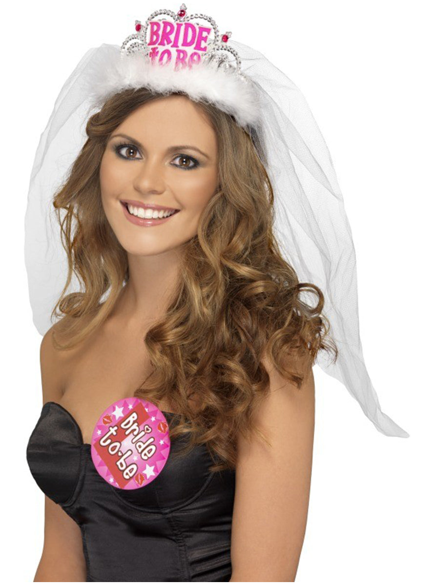 Diadème avec voile blanc pour femme