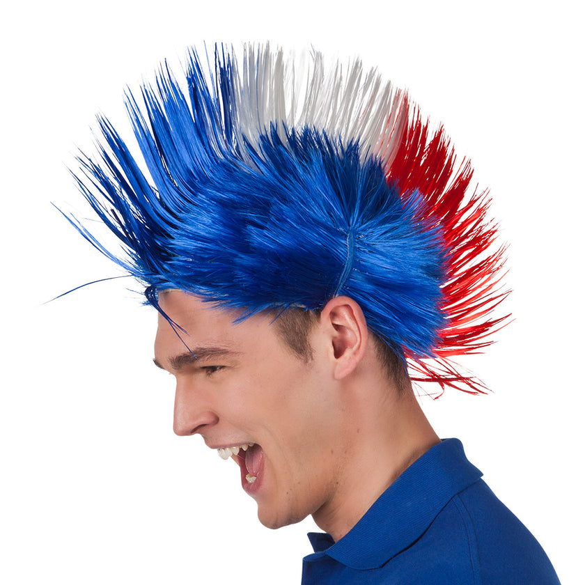 Perruque punk tricolore France adulte