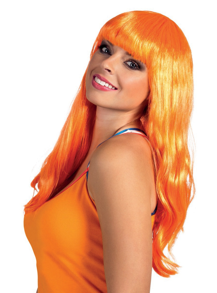 Perruque orange longue