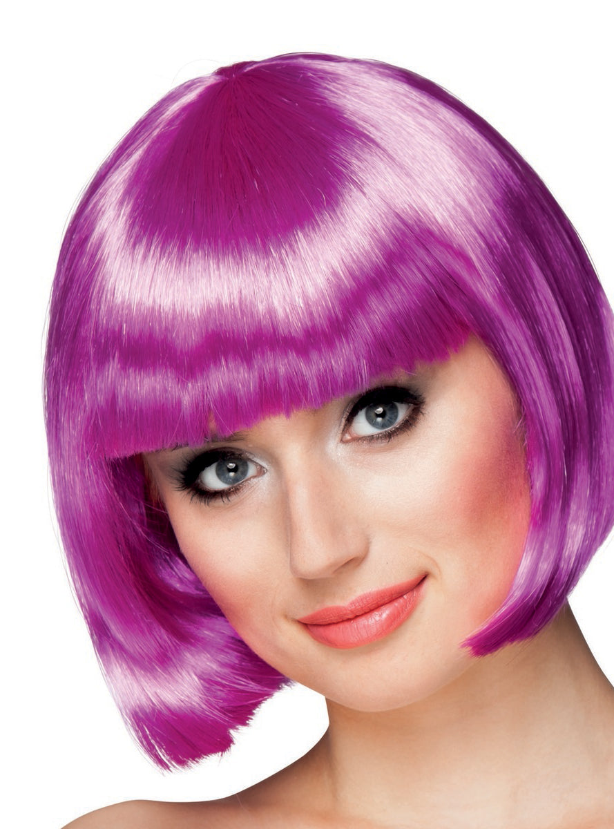 Perruque violette frange femme