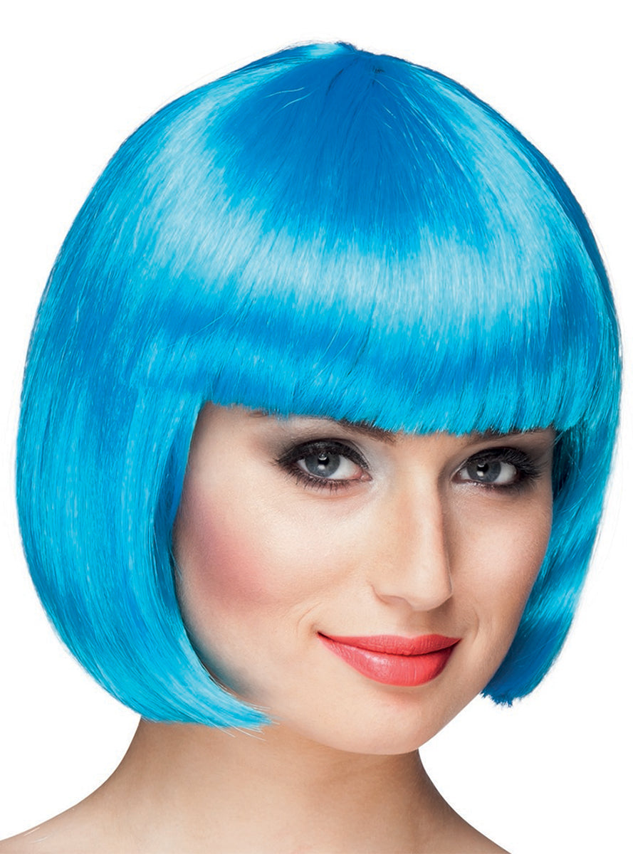 Perruque courte bleu femme