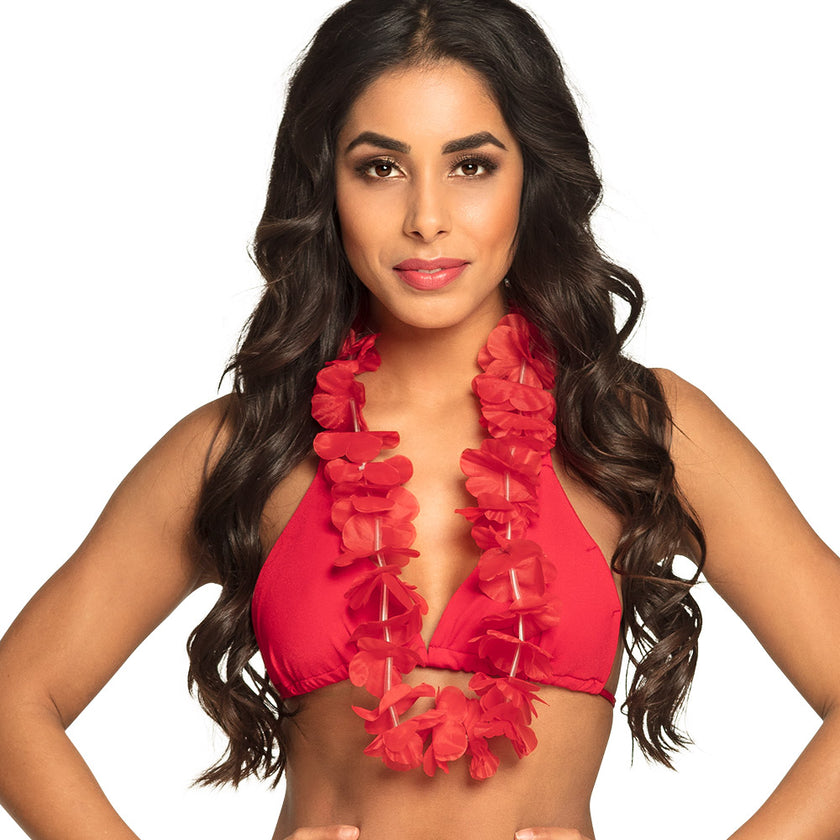 Collier hawaïen rouge adulte