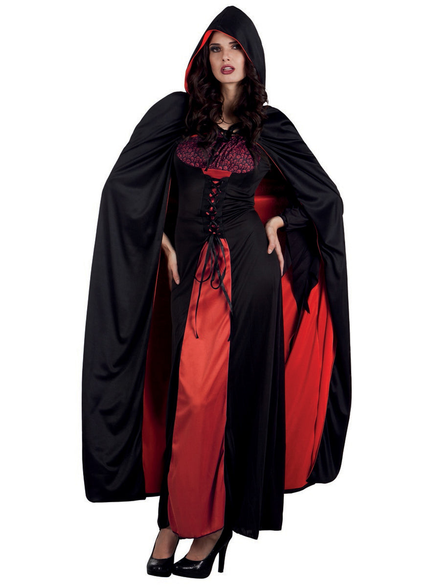 Cape comte Dracula réversible à capuche adulte