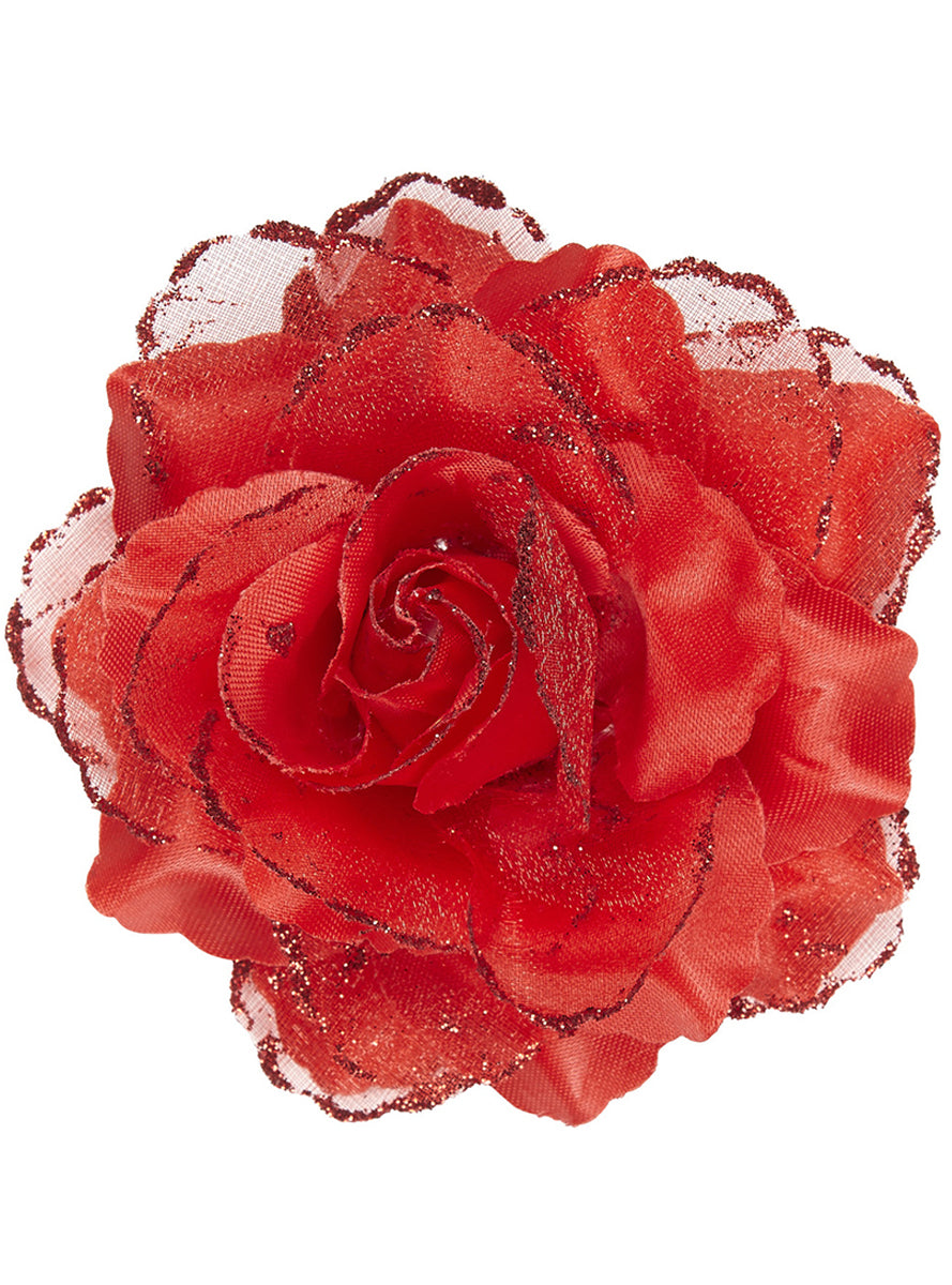 Fleur rouge cheveux