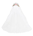 Voile mariée avec couronne et fleurs femme