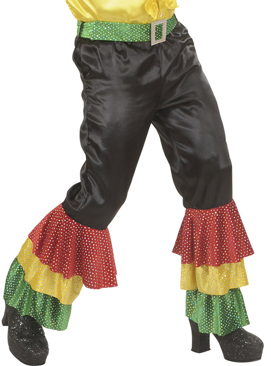 Pantalon noir danseur de rumba à paillettes homme grande taille