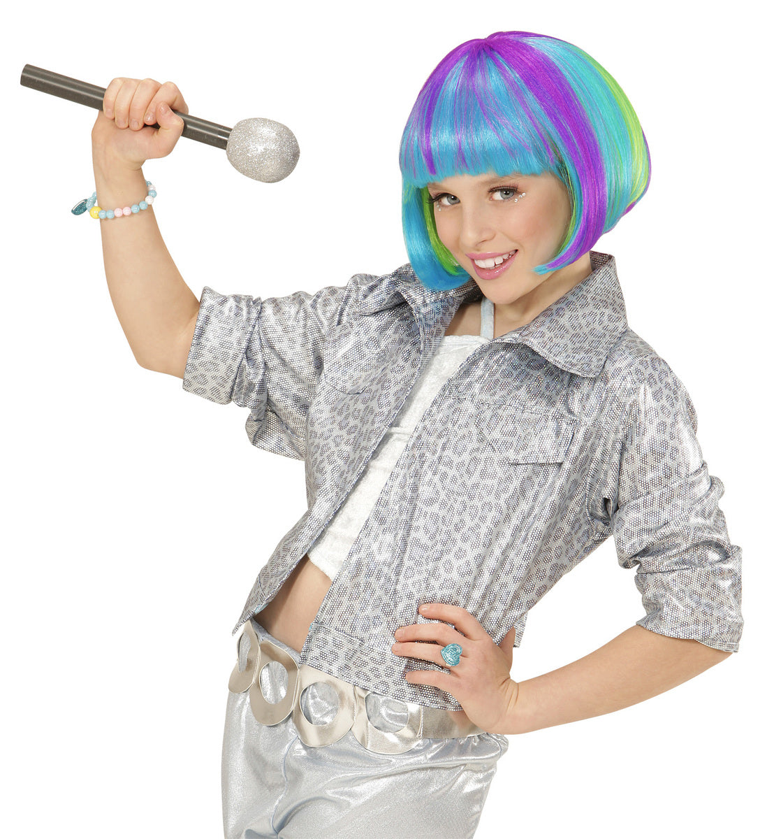 Perruque multicolore carré court fille