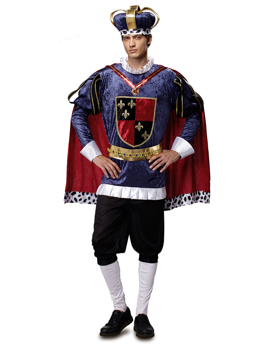 Déguisement roi médiéval bleu homme