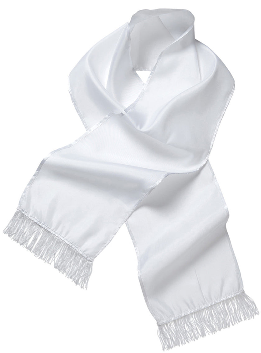 Écharpe blanche satin adulte