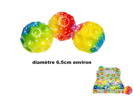 balle super rebondissante rainbow arc en ciel 6.5cm