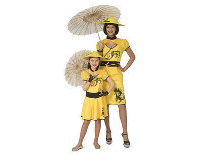 déguisement de chinoise jaune avec motifs